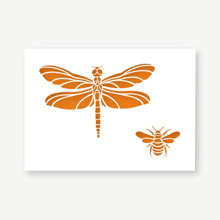 QBIX Stencil 1 Layer - Plastic - Animals - Dragonfly and Bee image 0