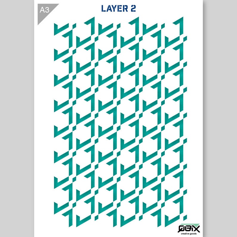 QBIX Stencil 3 Layer - Plastic - Pattern 3D - Triangle image 2