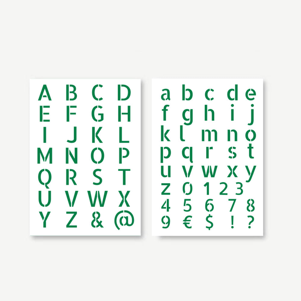 QBIX Stencil A-Z and Numbers - Modern Font (2 Sheets) image 0