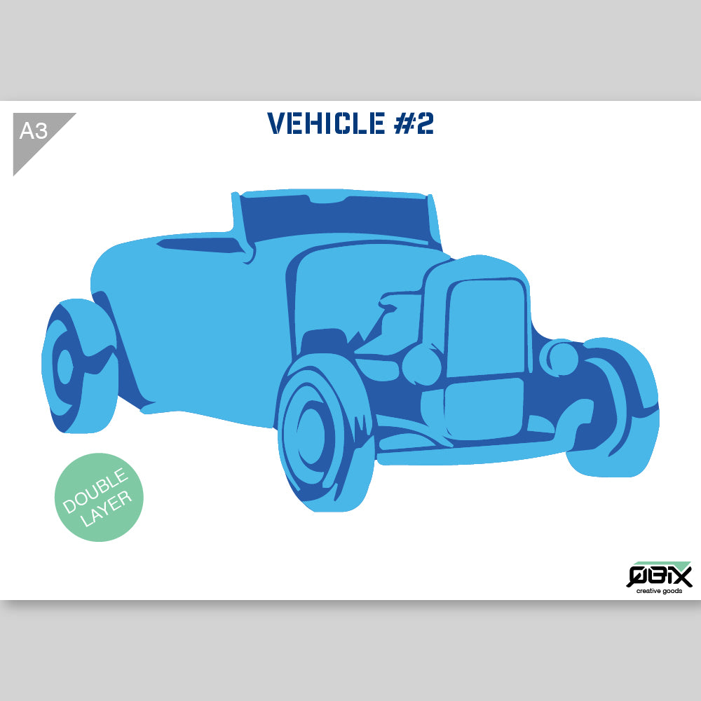 QBIX Stencil 2 Layer - Plastic - Vehicles - Hotrod Roadster image 2