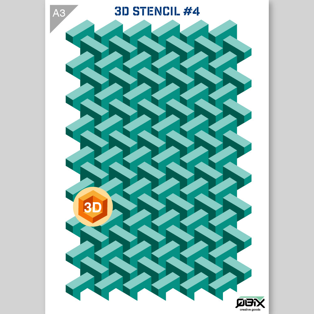 QBIX Stencil 3 Layer - Plastic - Pattern 3D - Brick image 3