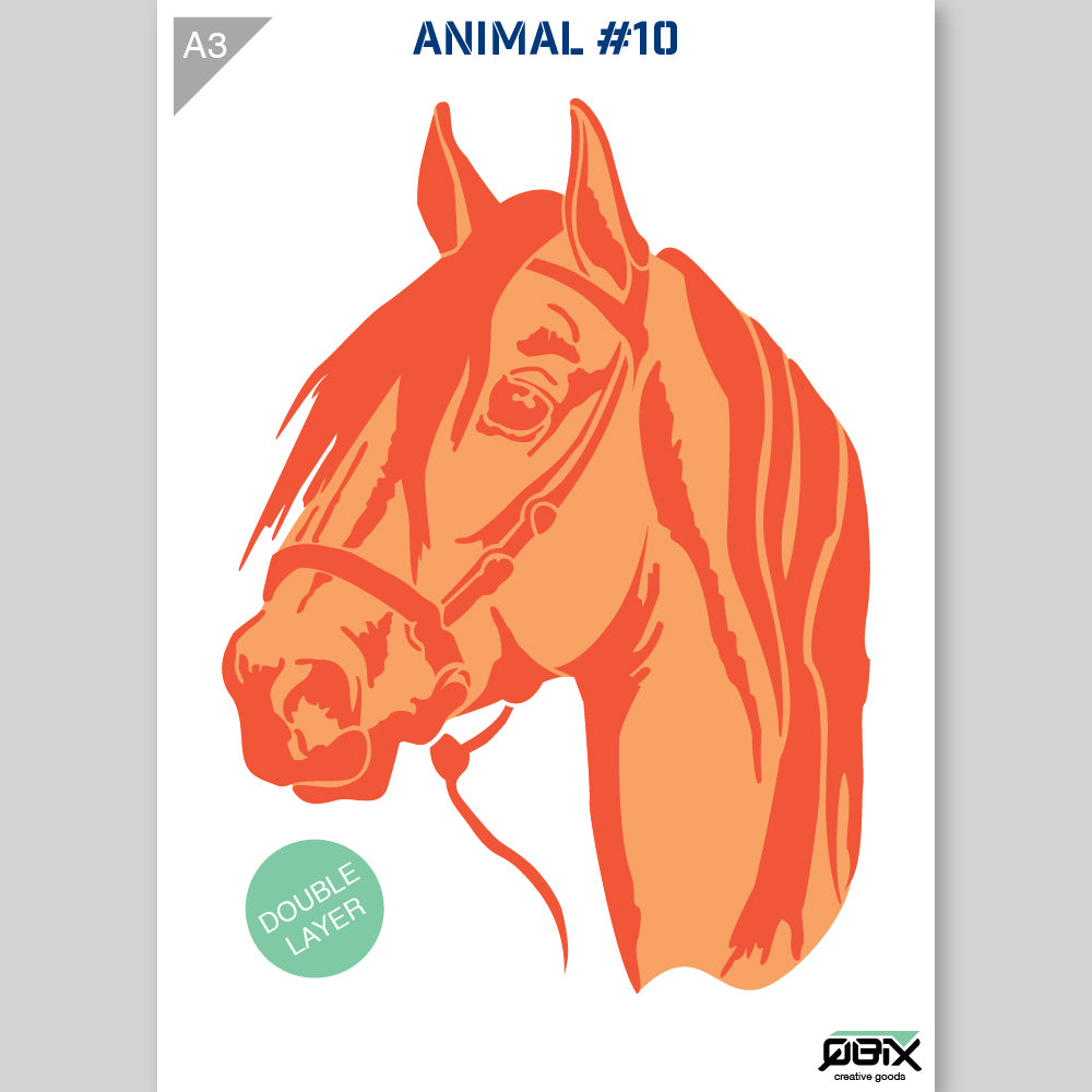 QBIX Stencil 2 Layer - Plastic - Animals - Horse Head image 1