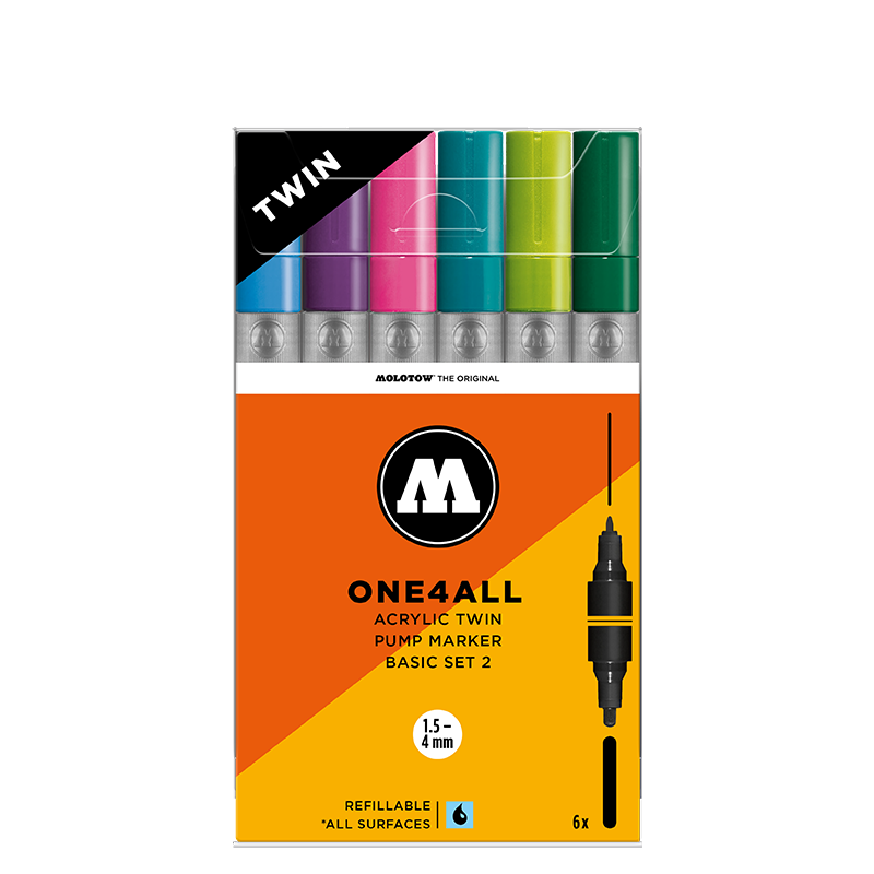 MOLOTOW ONE4ALL Marker Set Twin 6pc - Basic 2 image 0