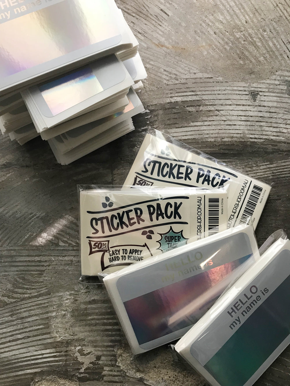 Super Tack Holographic Sticker Pack 50pc - Hello White image 2