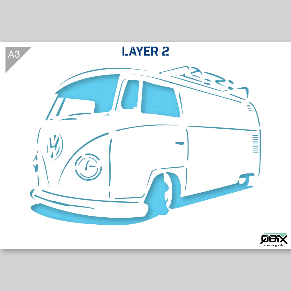 QBIX Stencil 2 Layer - Plastic - Vehicles - VW Kombi image 2