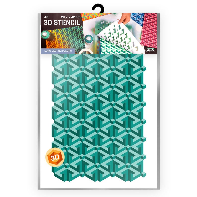 QBIX Stencil 3 Layer - Plastic - Pattern 3D - Triangle image 0