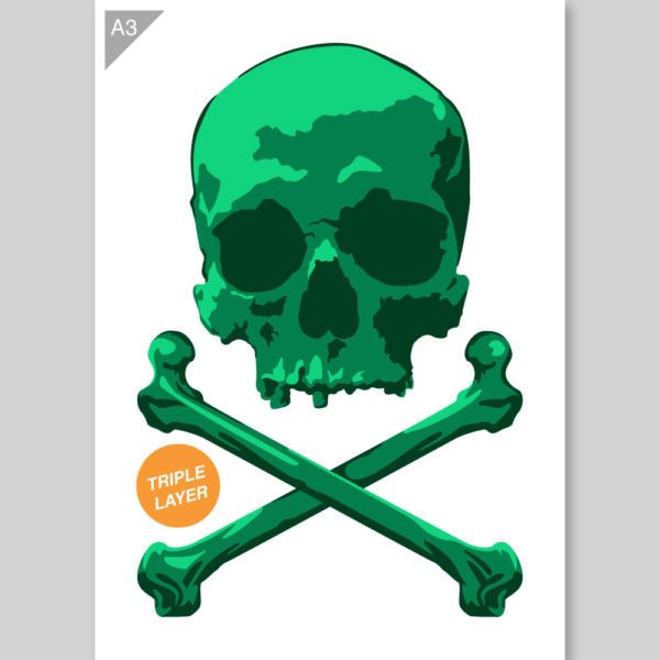 QBIX Stencil 3 Layer - Plastic - Skull - Pirate image 5