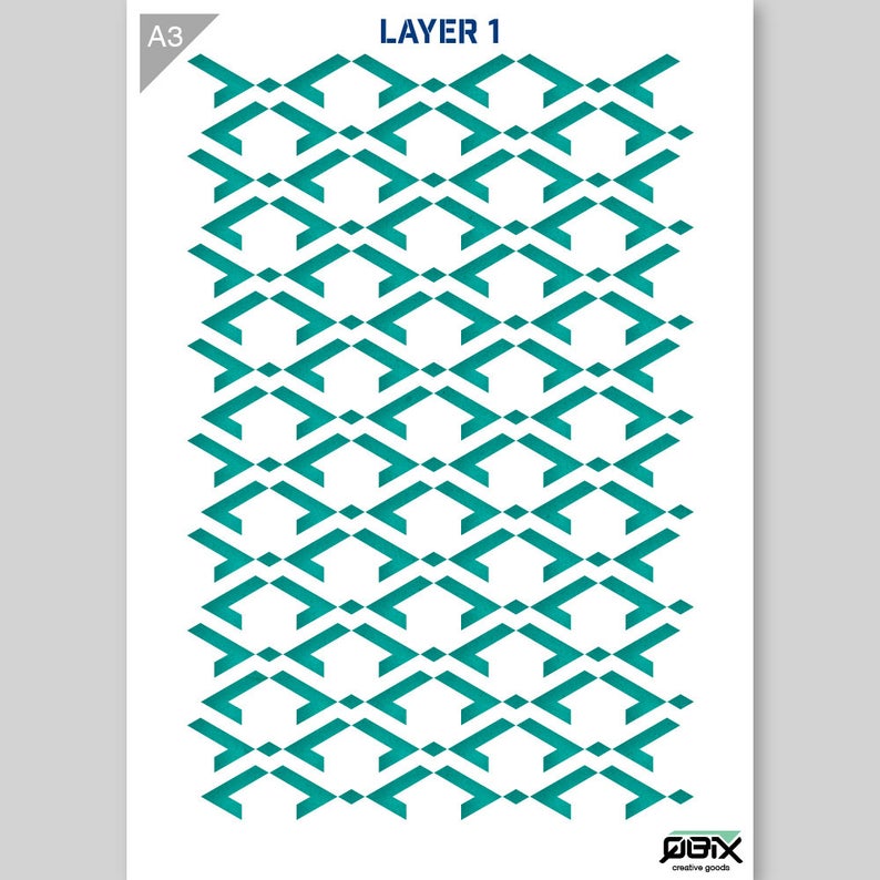 QBIX Stencil 3 Layer - Plastic - Pattern 3D - Triangle image 1