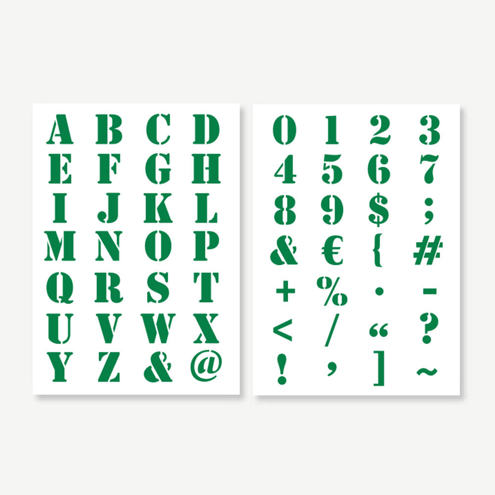 QBIX Stencil A-Z and Numbers - Industrial Font (2 Sheets) image 0