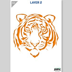 QBIX Stencil 2 Layer - Plastic - Animals - Tiger Head image 1