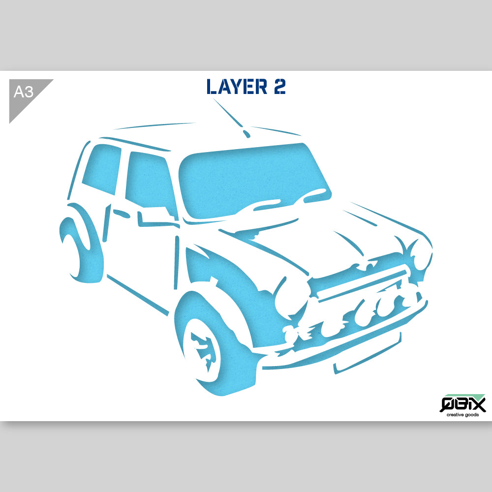 QBIX Stencil 2 Layer - Plastic - Vehicles - Mini Cooper image 2