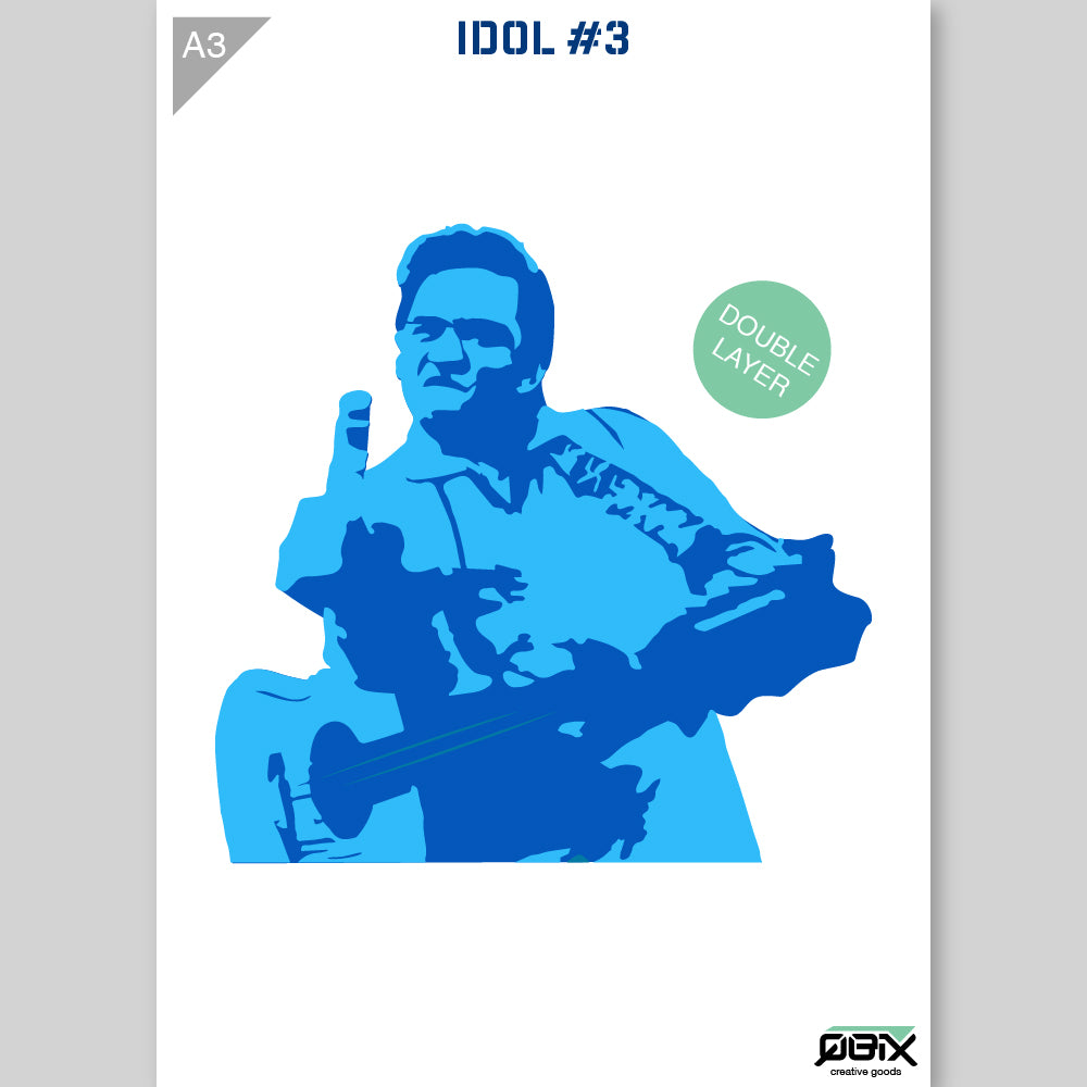QBIX Stencil 2 Layer - Plastic - Idols - Johnny Cash image 2