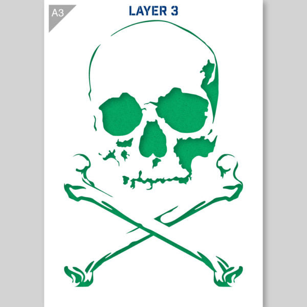 QBIX Stencil 3 Layer - Plastic - Skull - Pirate image 1