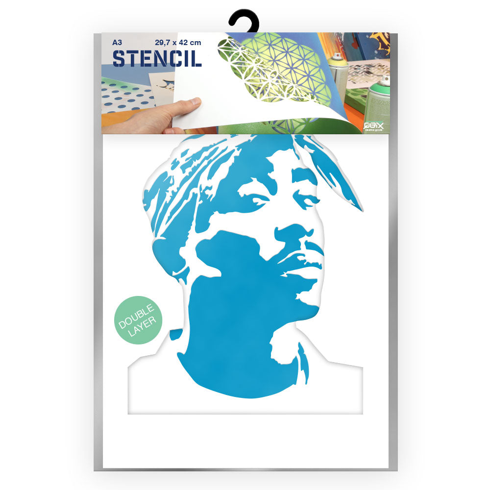 QBIX Stencil 2 Layer - Plastic - Idols - Tupac image 0