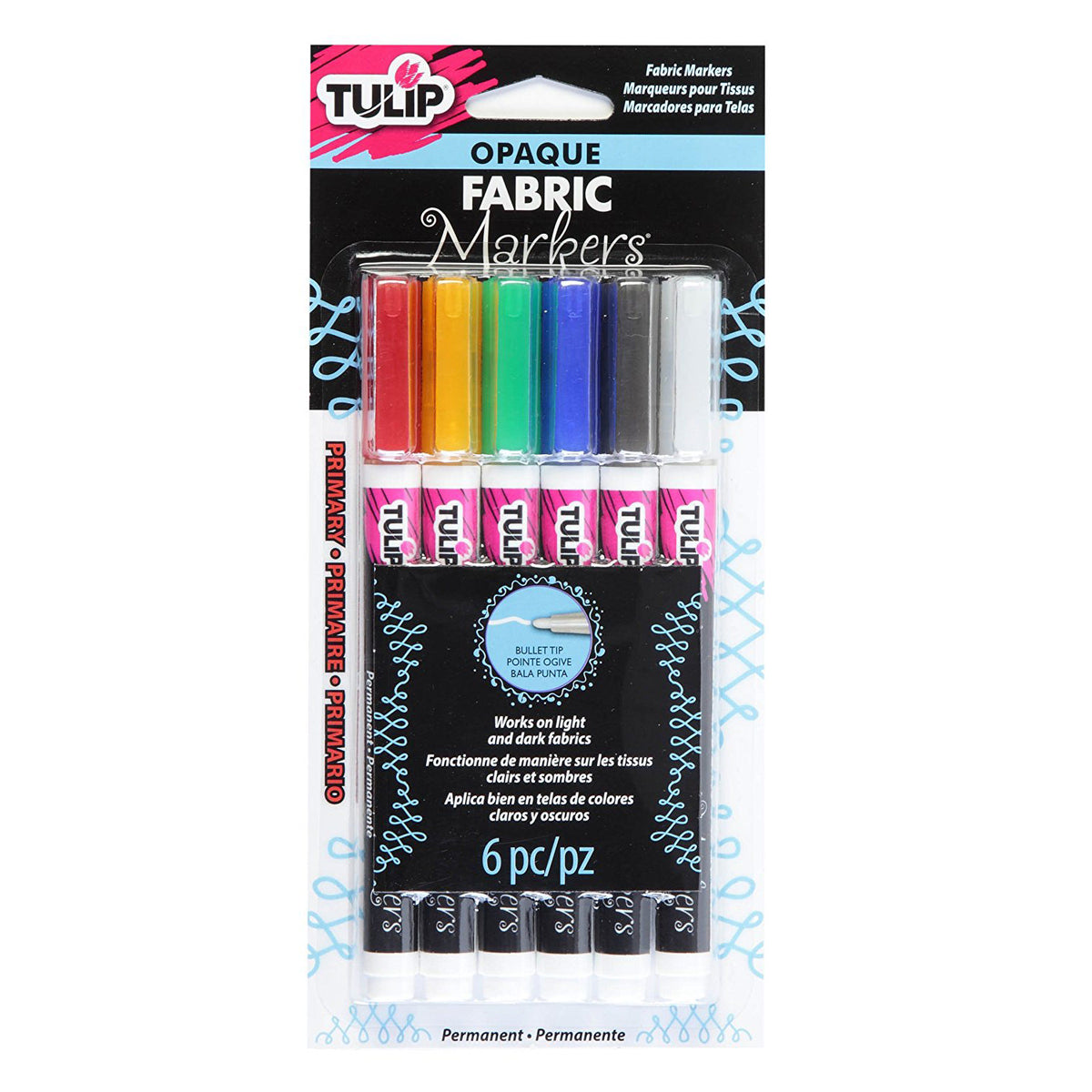 Tulip Opaque Fabric Markers - Primary Set - 6pc image 0