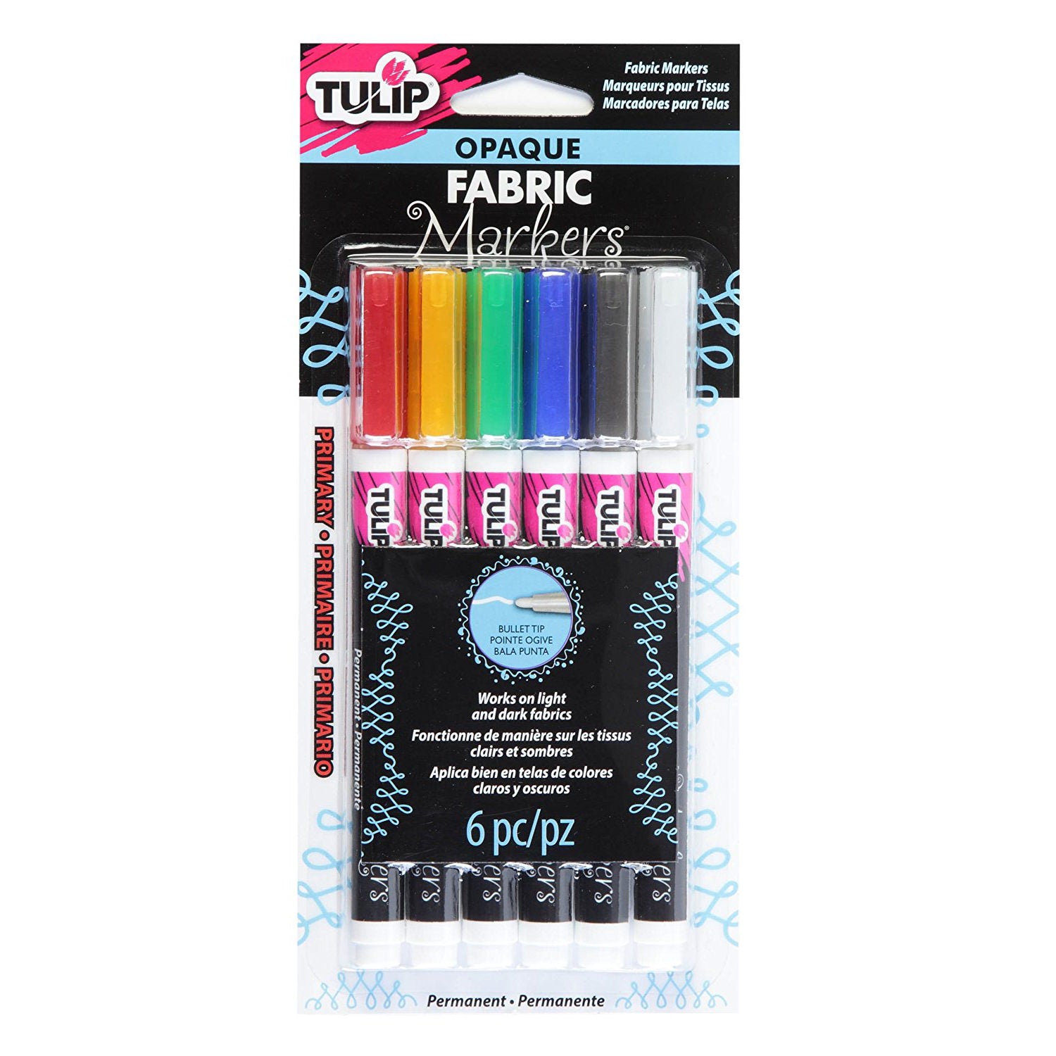 Tulip Opaque Fabric Markers - Primary Set - 6pc image 0