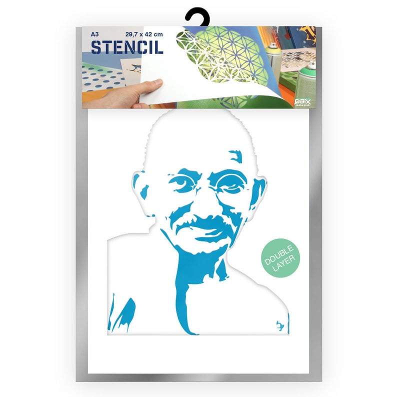 QBIX Stencil 2 Layer - Plastic - Idols - Gandhi image 0
