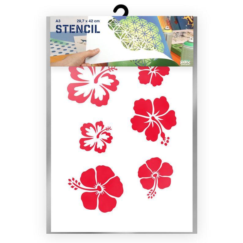 QBIX Stencil 1 Layer - Plastic - Nature - Aloha Flowers image 0
