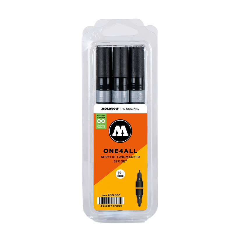 MOLOTOW ONE4ALL Marker Set Twin - Black image 0
