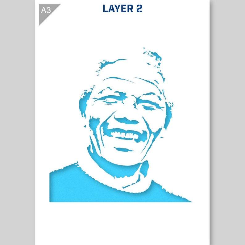 QBIX Stencil 2 Layer - Plastic - Idols - Nelson Mandela image 2