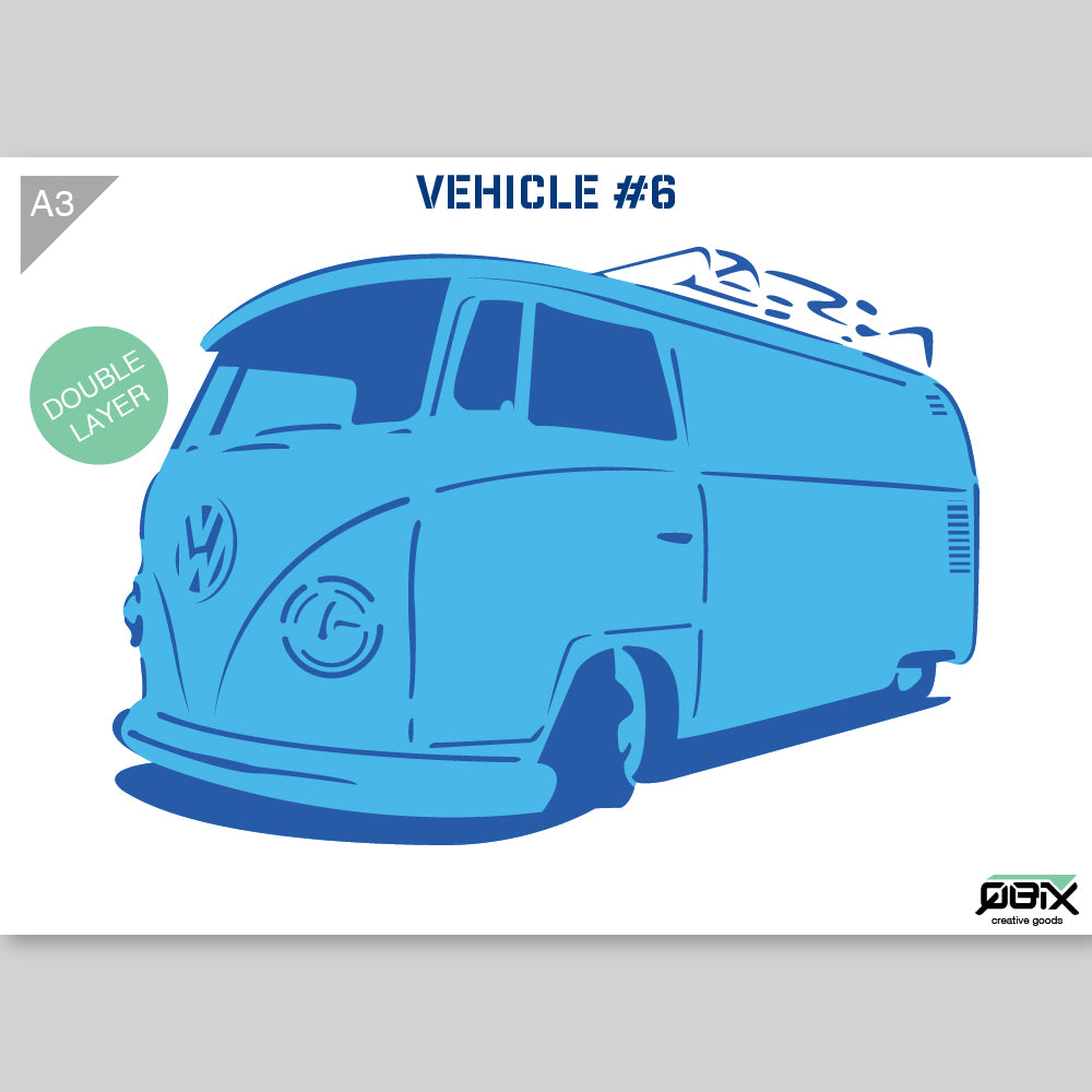 QBIX Stencil 2 Layer - Plastic - Vehicles - VW Kombi image 1