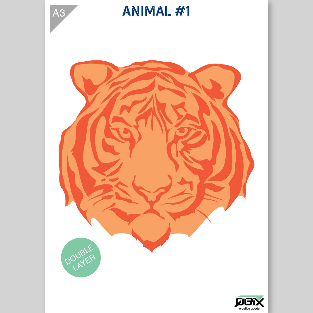 QBIX Stencil 2 Layer - Plastic - Animals - Tiger Head image 2