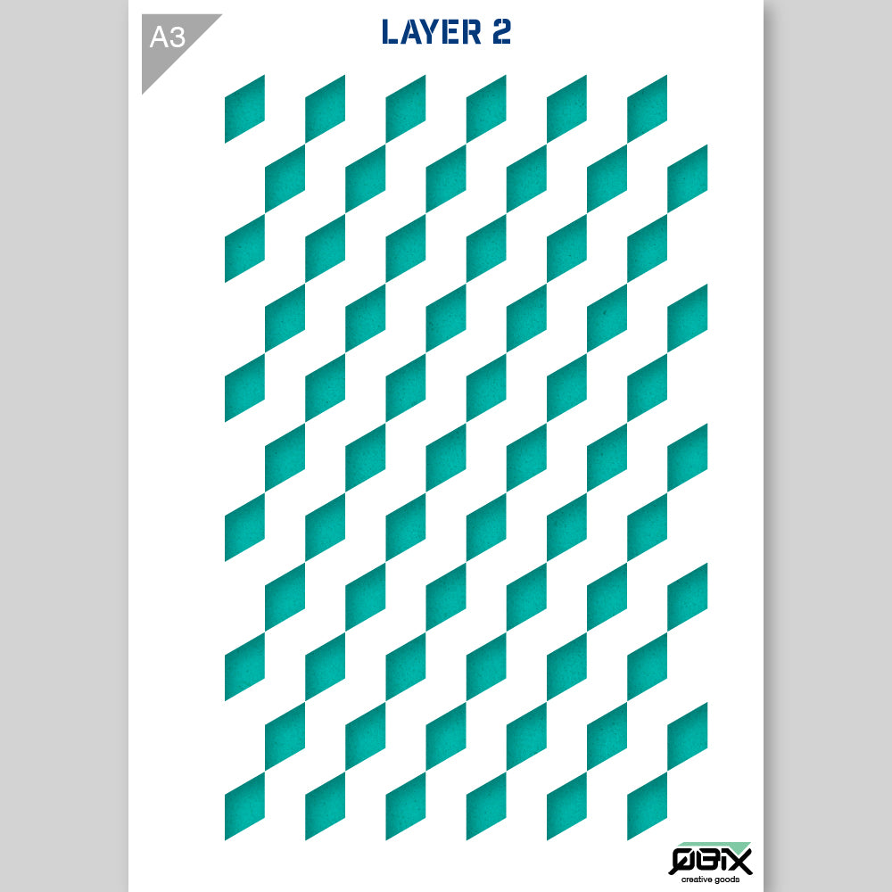 QBIX Stencil 3 Layer - Plastic - Pattern 3D - Cube image 1