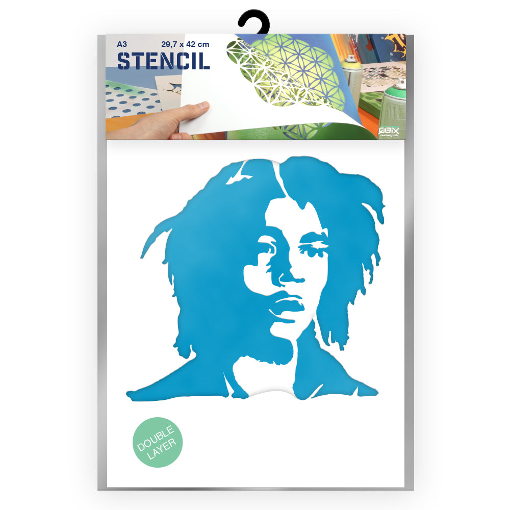 QBIX Stencil 2 Layer - Plastic - Idols - Bob Marley image 0