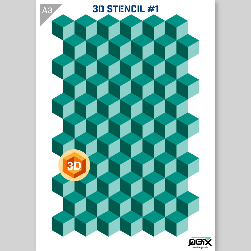 QBIX Stencil 3 Layer - Plastic - Pattern 3D - Cube image 0