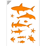 QBIX Stencil 1 Layer - Plastic - Animals - Fish Silhouettes image 2