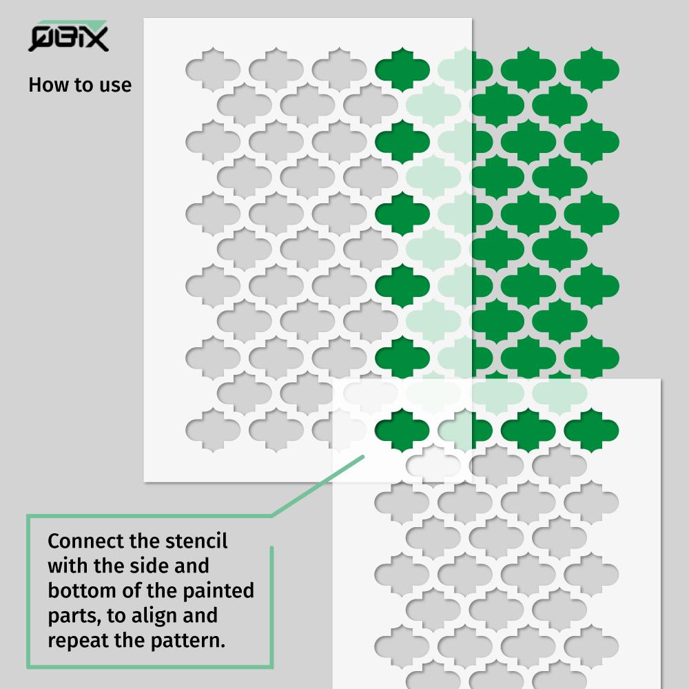 QBIX Stencil 1 Layer - Plastic - Tile Pattern Fleur de Lis 2 image 1