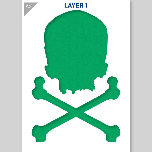 QBIX Stencil 3 Layer - Plastic - Skull - Pirate image 4