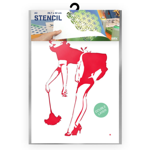 QBIX Stencil 2 Layer - Plastic - Pinup - Cleaning Lady image 0