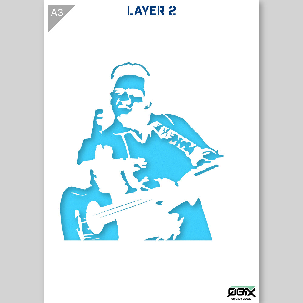 QBIX Stencil 2 Layer - Plastic - Idols - Johnny Cash image 1