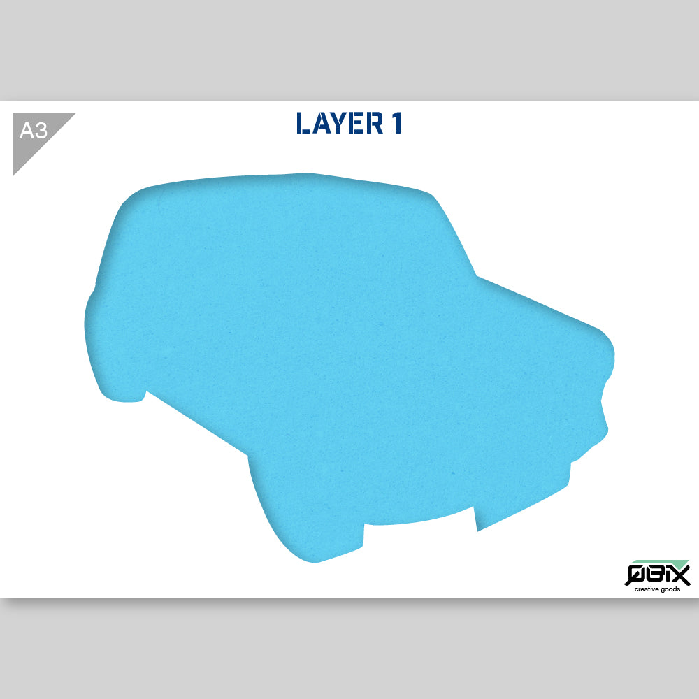 QBIX Stencil 2 Layer - Plastic - Vehicles - Mini Cooper image 1