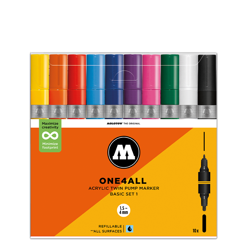 MOLOTOW ONE4ALL Marker Set Twin - Basic 1 (10pc) image 0
