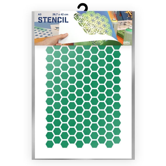 QBIX Stencil 1 Layer - Plastic - Pattern - Hexagon image 0