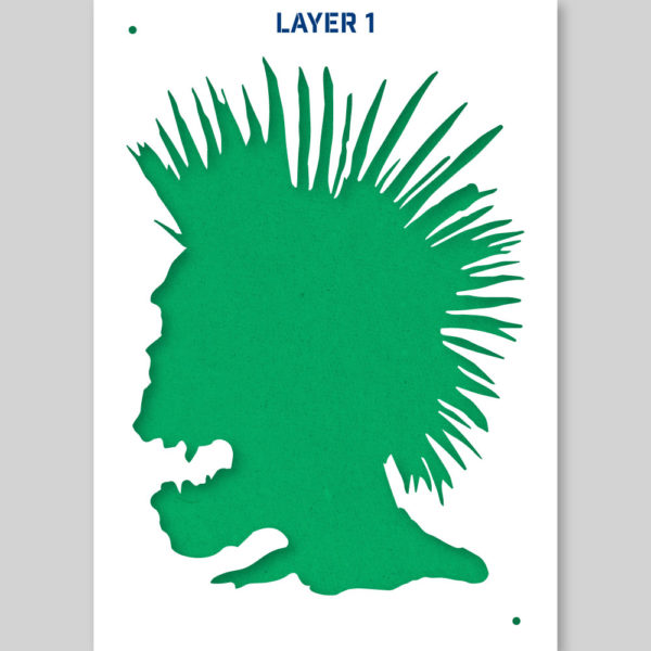 QBIX Stencil 2 Layer - Plastic - Skull - Mohawk image 1