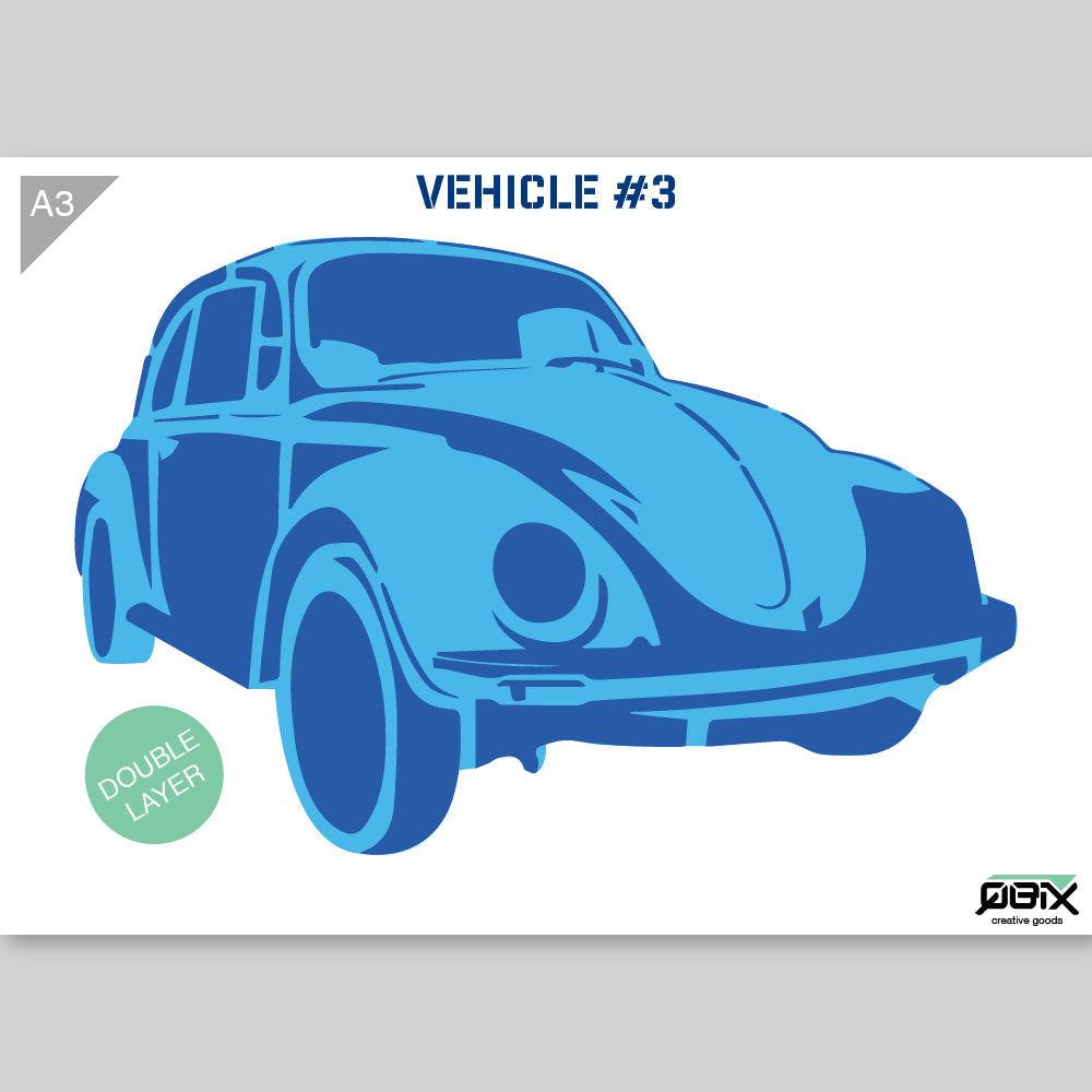 QBIX Stencil 2 Layer - Plastic - Vehicles - VW Beetle image 3