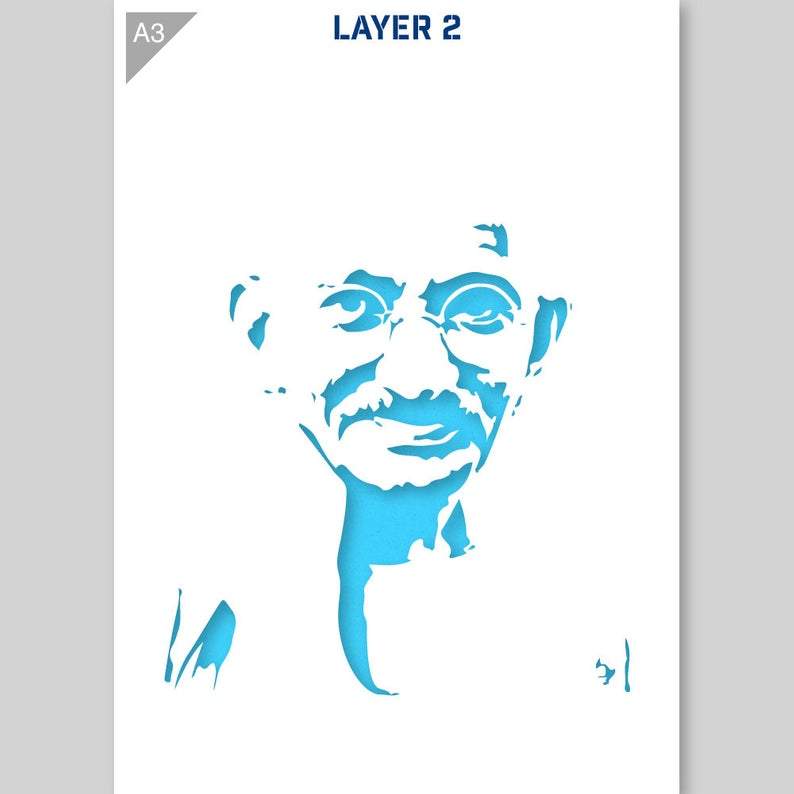 QBIX Stencil 2 Layer - Plastic - Idols - Gandhi image 2