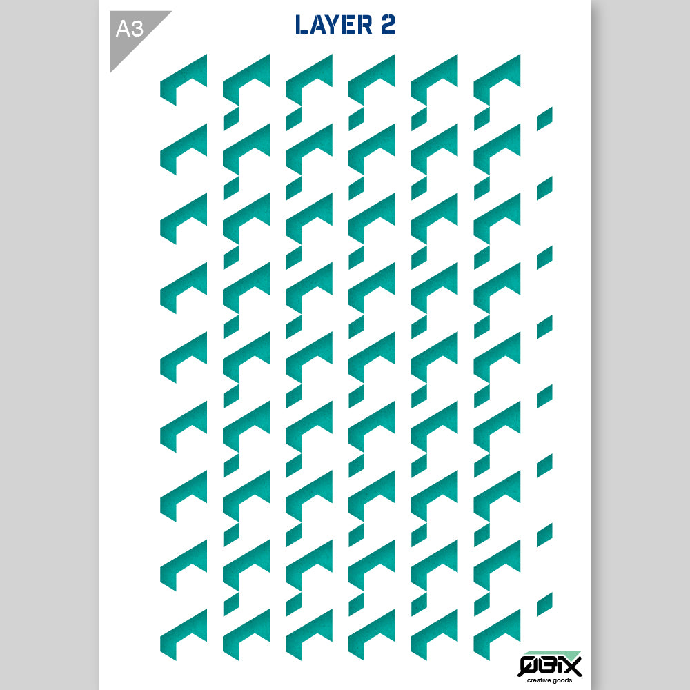 QBIX Stencil 3 Layer - Plastic - Pattern 3D - Brick image 1