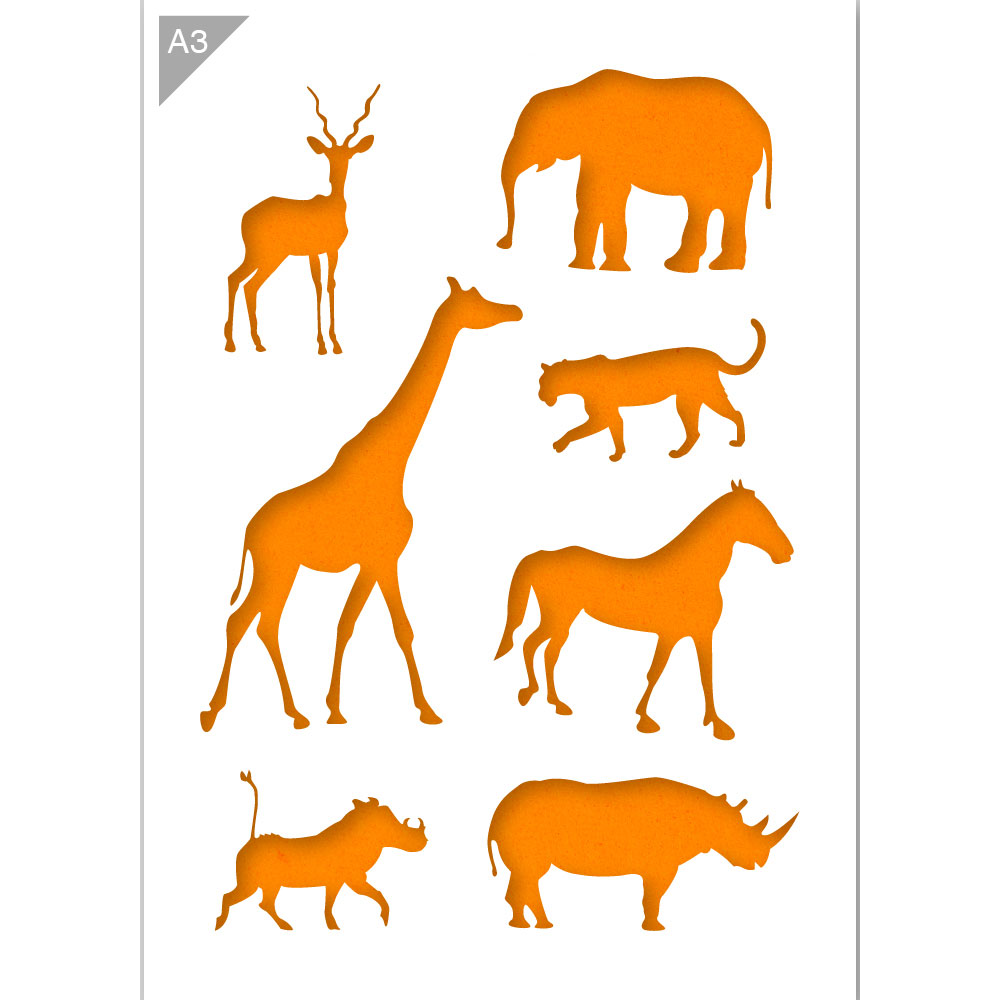 QBIX Stencil 1 Layer - Plastic - Animals - African Silhouettes image 1