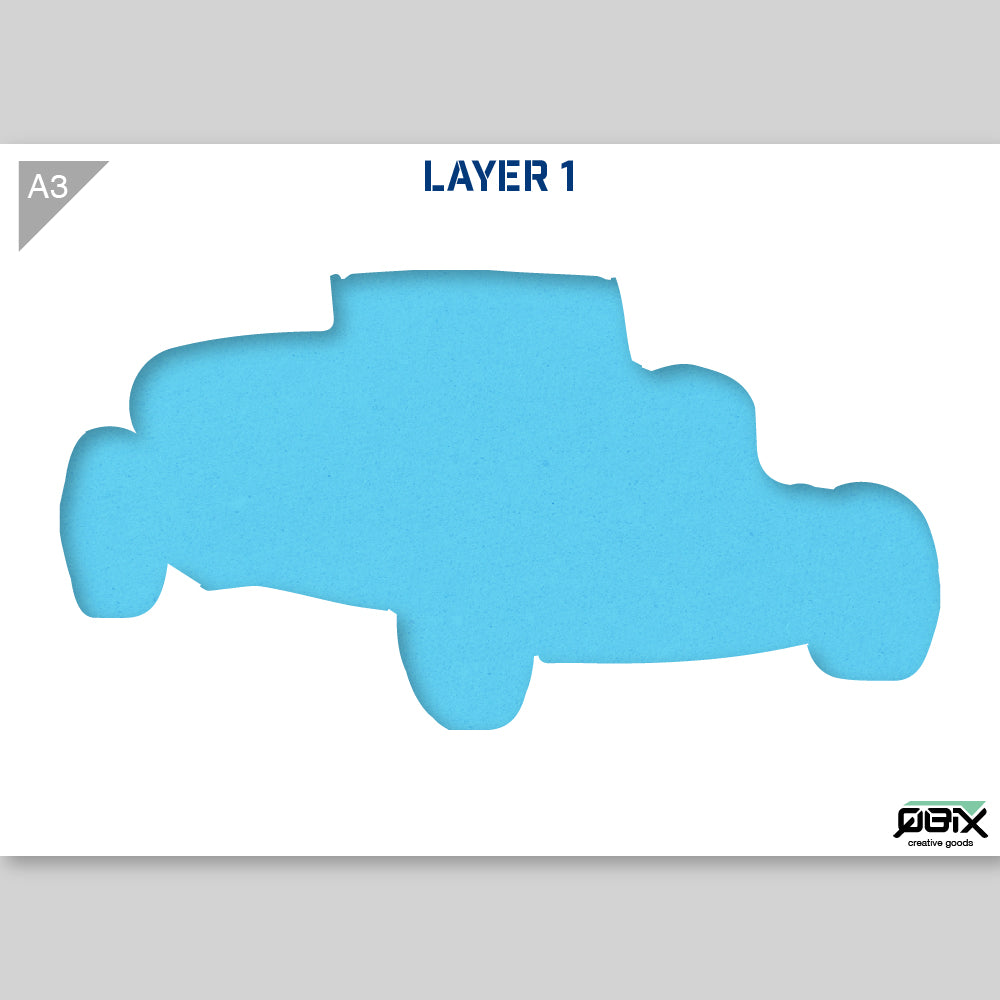 QBIX Stencil 2 Layer - Plastic - Vehicles - Hotrod Roadster image 1