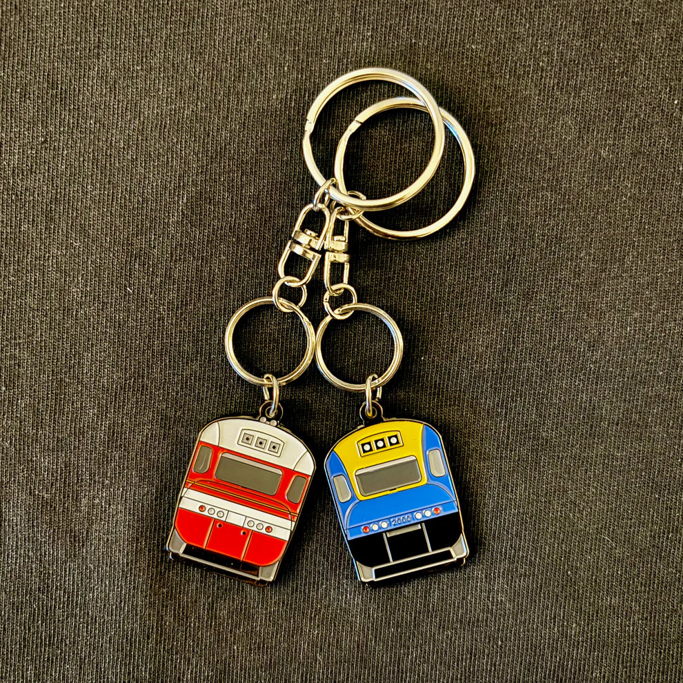 Enamel Train Keyring - NSW XPT New &amp; Old image 0