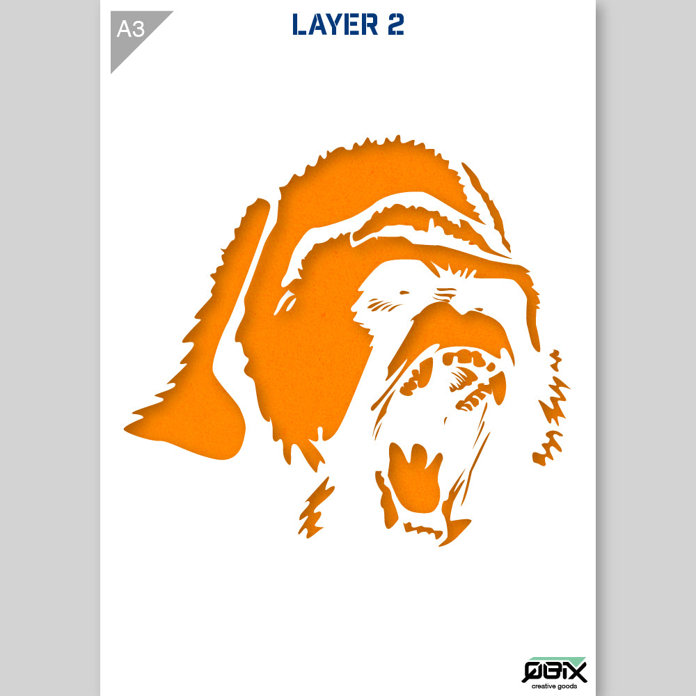 QBIX Stencil 2 Layer - Plastic - Animals - Gorilla image 1