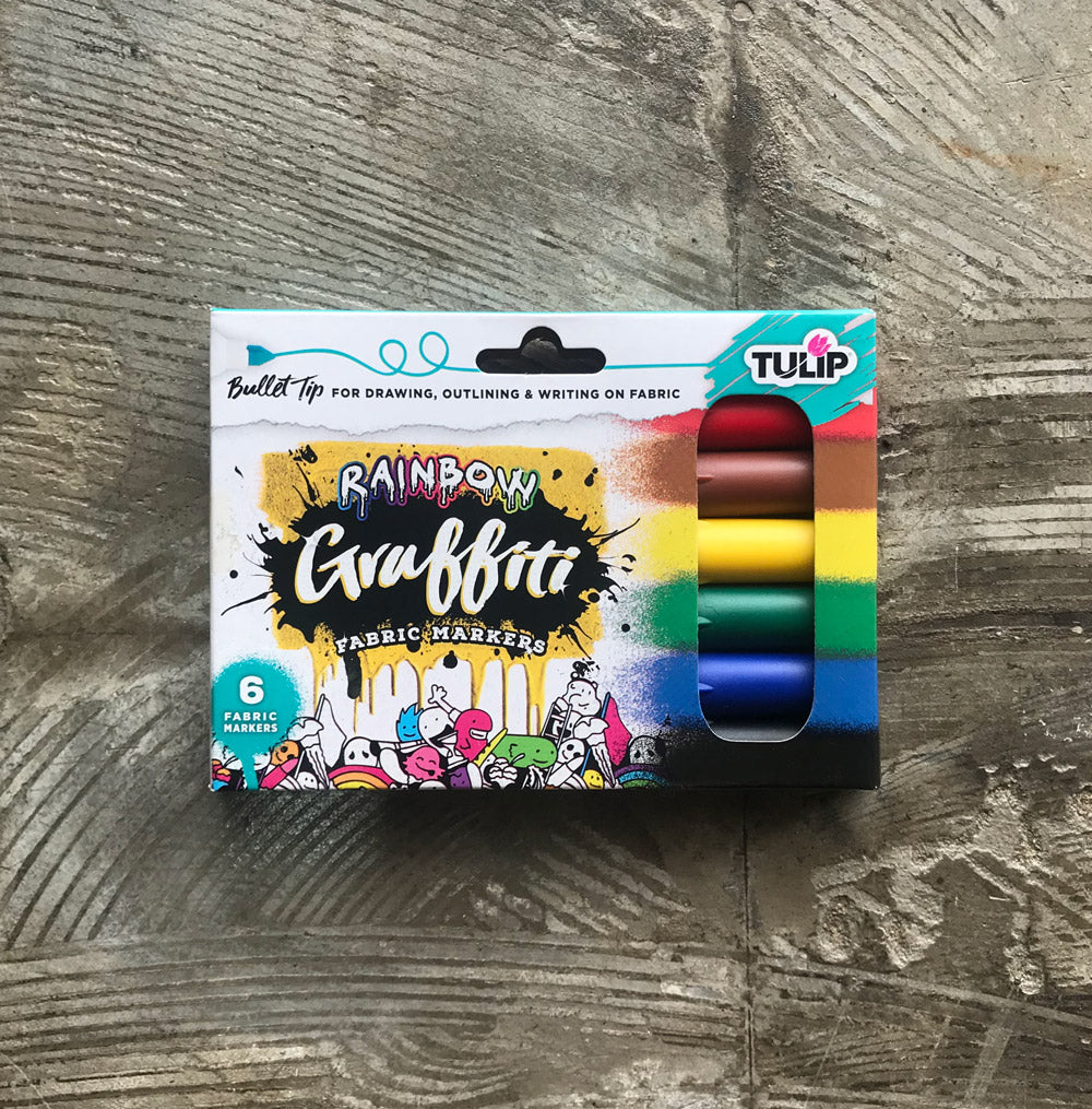 Tulip Graffiti Fabric Markers - Rainbow - 6pc (Bullet Tip) image 0