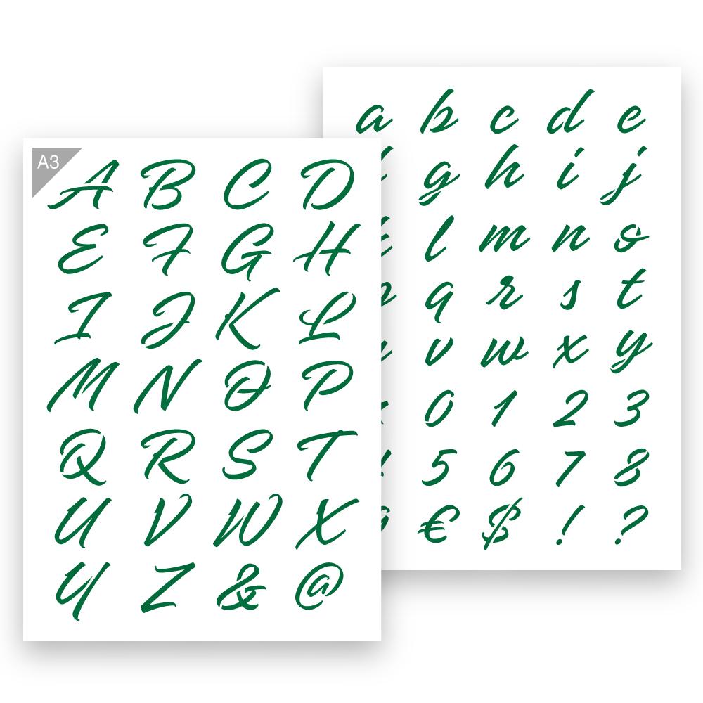 QBIX Stencil A-Z and Numbers - Ornamental Font (2 Sheets) image 0