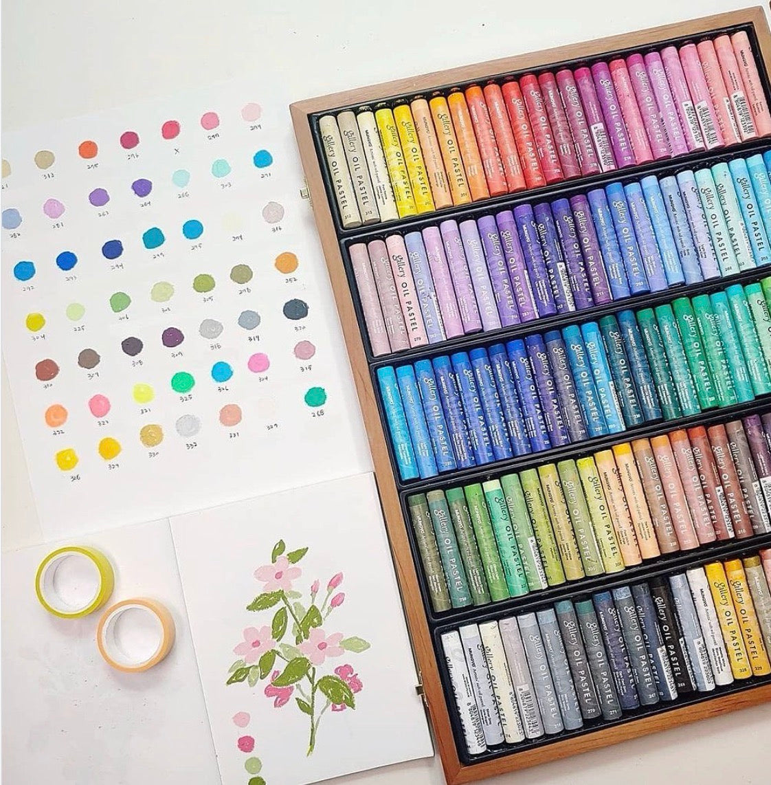 Gallery Artists Soft Oil Pastels Wooden Box - 72pc