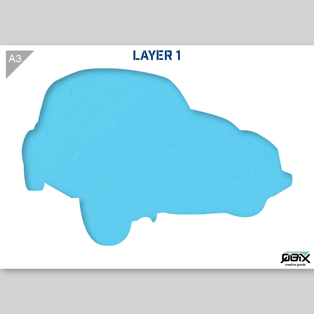 QBIX Stencil 2 Layer - Plastic - Vehicles - VW Beetle image 2