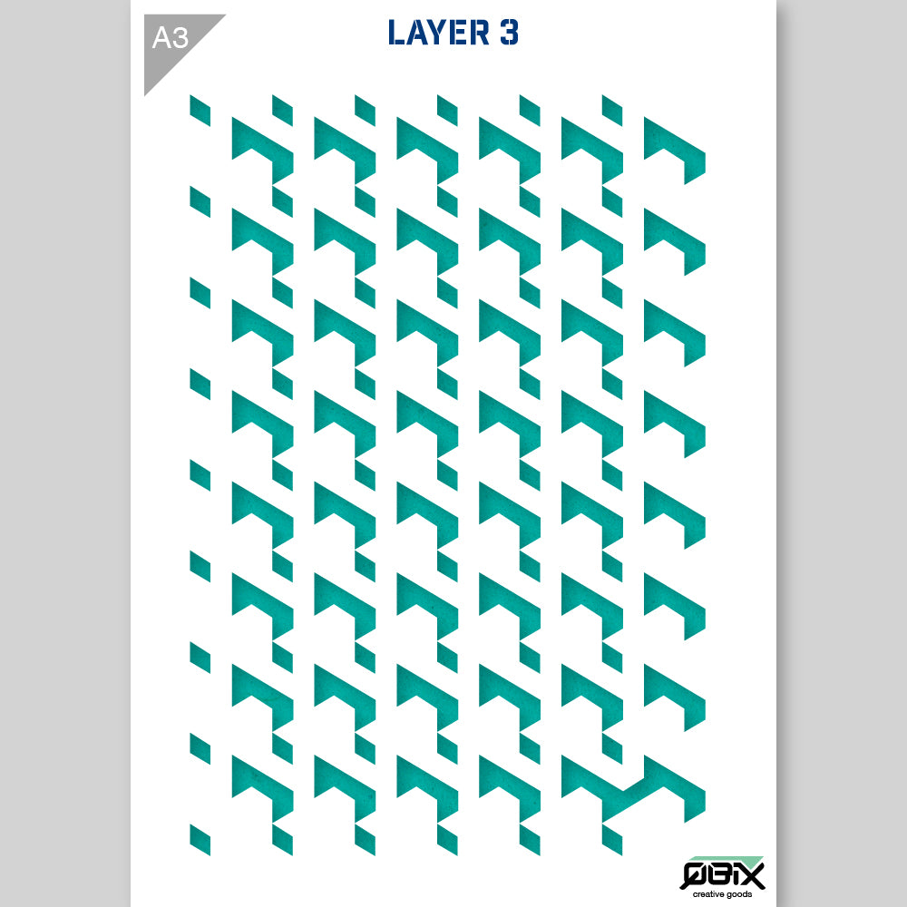 QBIX Stencil 3 Layer - Plastic - Pattern 3D - Brick image 2
